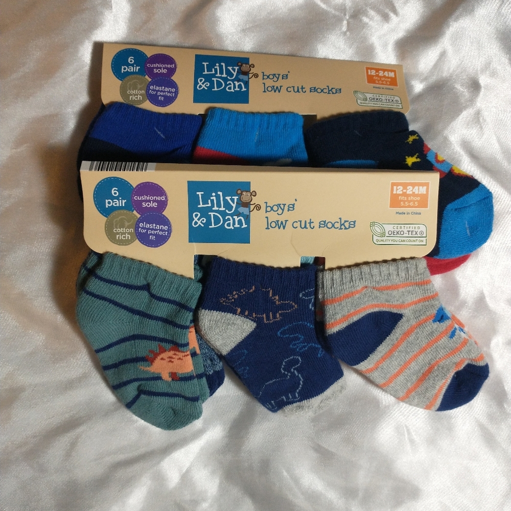2 Packs - Lily & Dan (12-24mo) Boys Low-Cut Socks